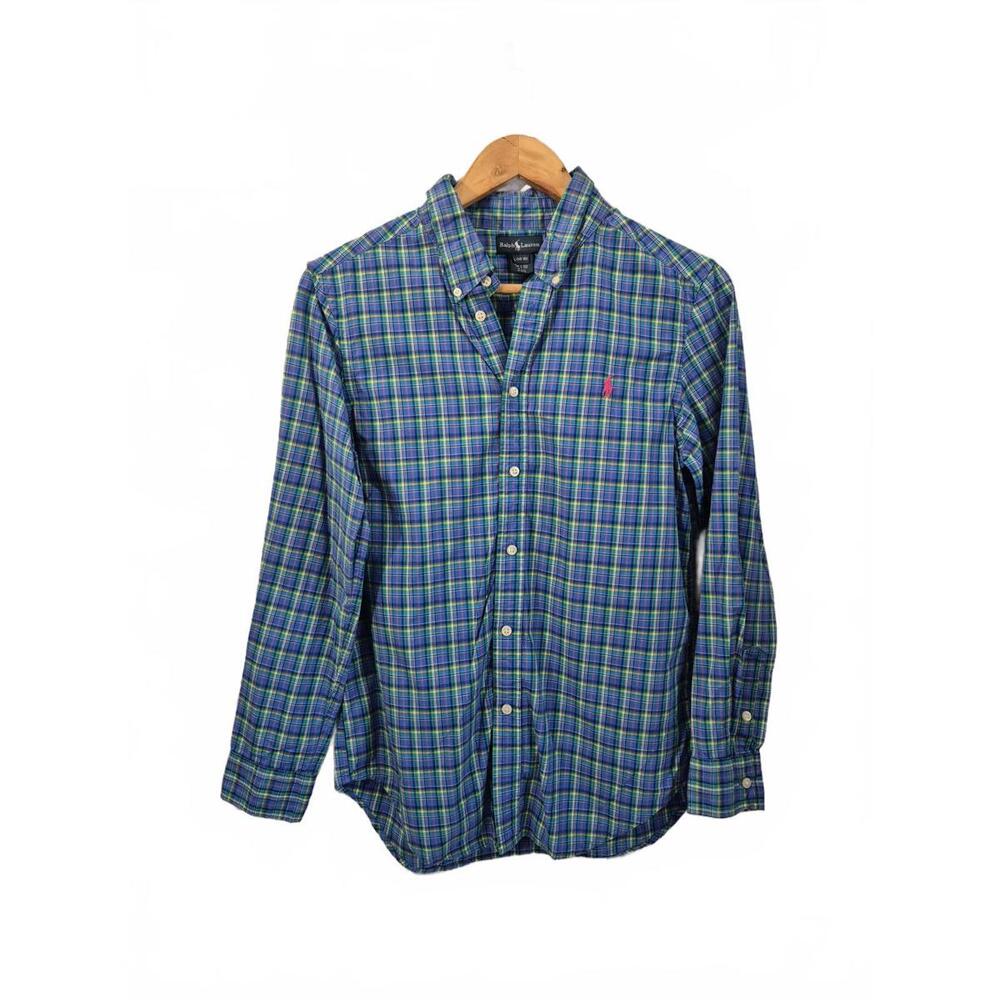 Ralph Lauren Blue Label Youths Blue Yellow Plaid Button Front Shirt Long Sleev